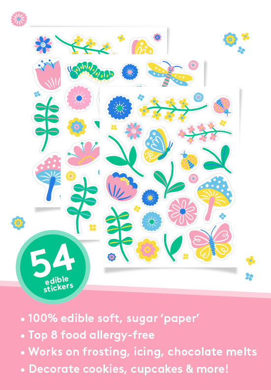 Flower Edible Cupcake Toppers, Cake & Cookie Decorations