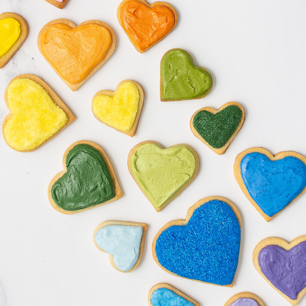 Rainbow Heart Sugar Cookies Made With Natural Food Colors and Dye Free Sprinkles