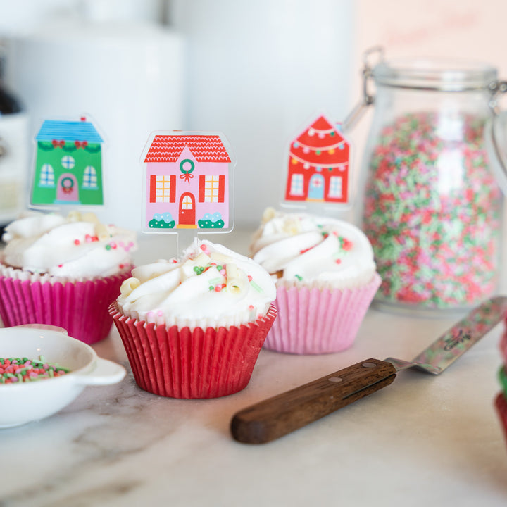 Holiday Village Reusable Acrylic Treat Toppers