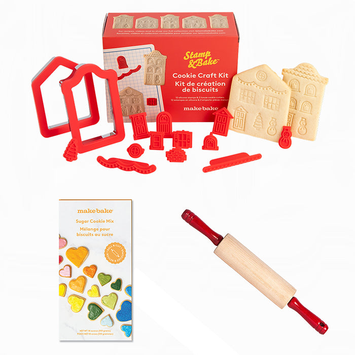 Holiday Village Cookie Making Gift Set with Rolling Pin