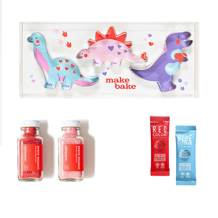 Dye-Free Valentine's Dinosaur Cookie Baking Kit