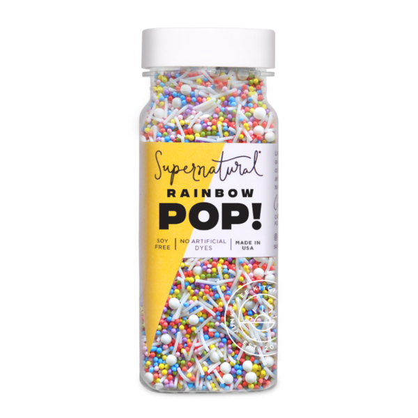 Jar of Supernatural Rainbow Pop! sprinkles on a white background