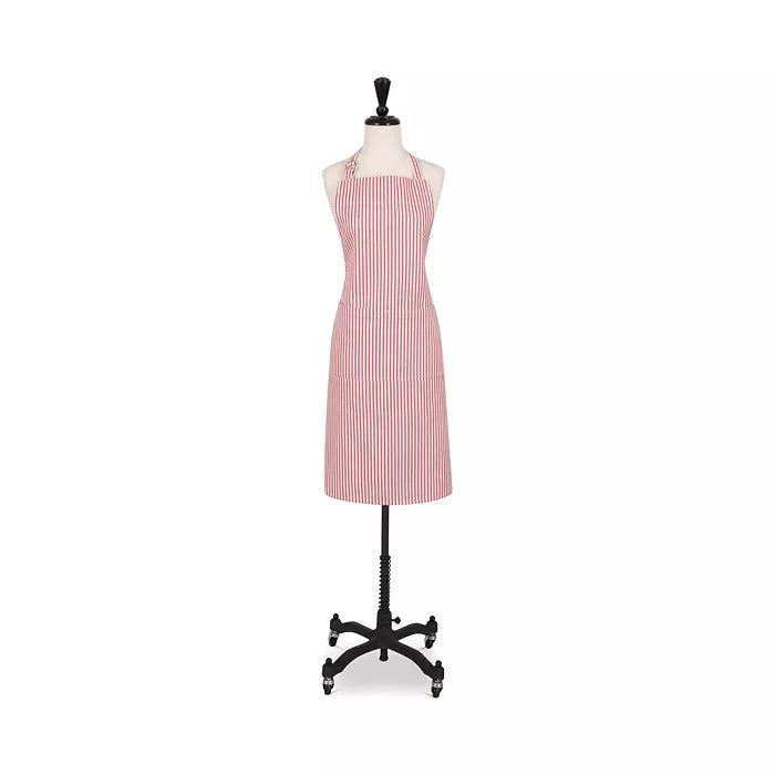 red apron on a mannequin with a white background