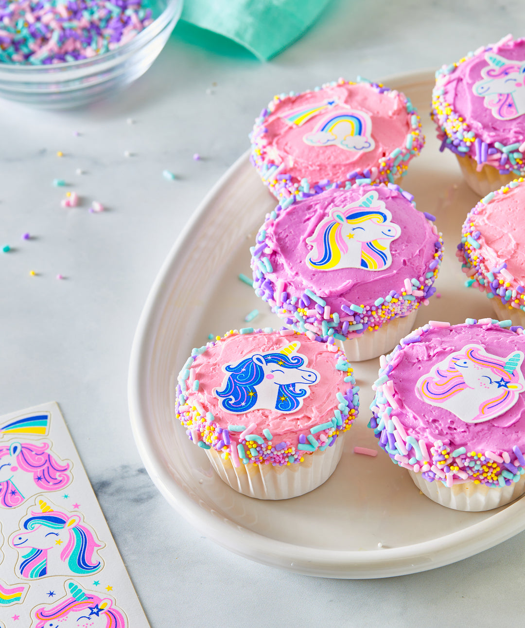 Unicorn Edible Cupcake Toppers, Cake & Cookie Decorations